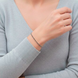 Zorya bracelet en argent 925 et cristal noir 1 tour