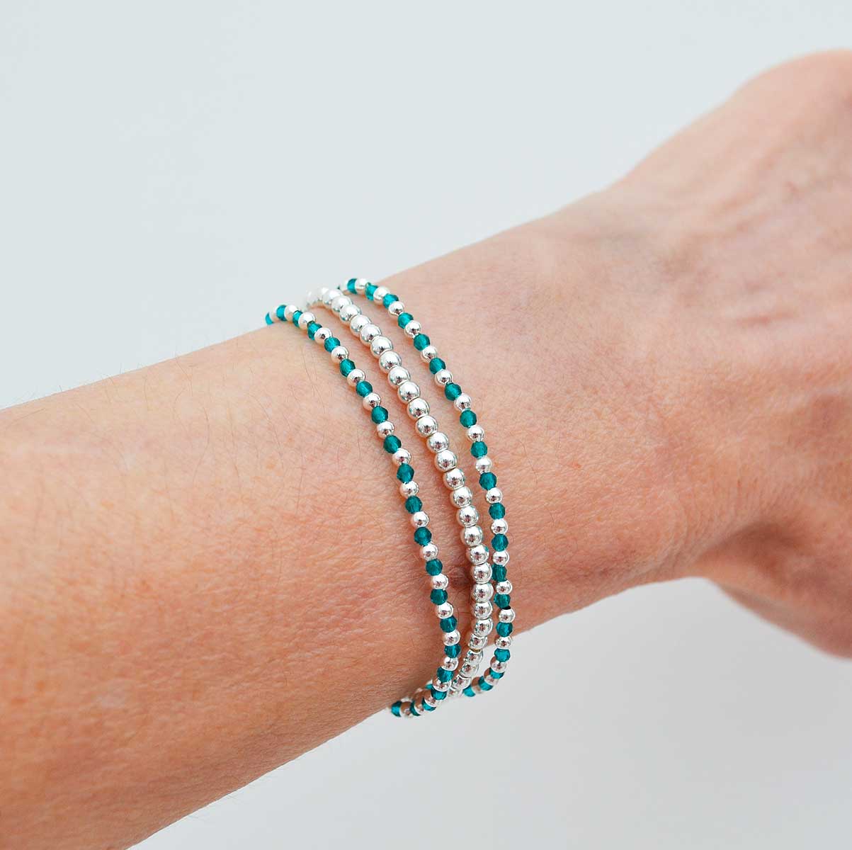 Célis - bracelet argent 925 - turquoise-3 tours-porté