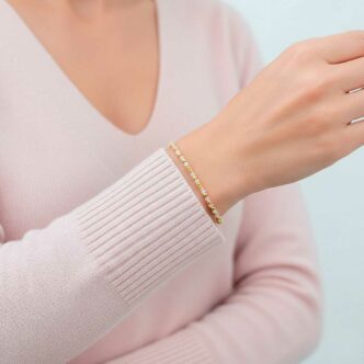 Alura 2 bracelet or et quartz rose 1 tour-porté