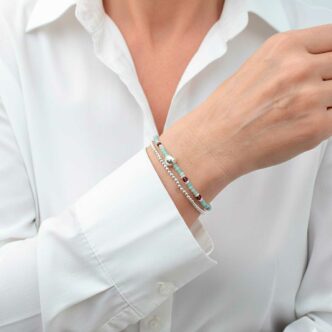 Selia bracelet en argent-boule-turquoise-2 tours
