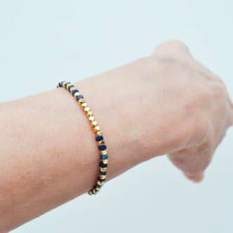Zia - bracelet or 18k et lapis-lazuli - 1 tour - portรฉ
